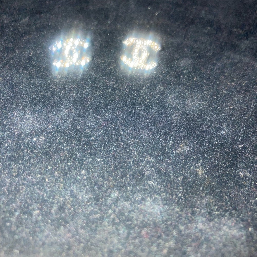 Chanel Silver Logo Earrings